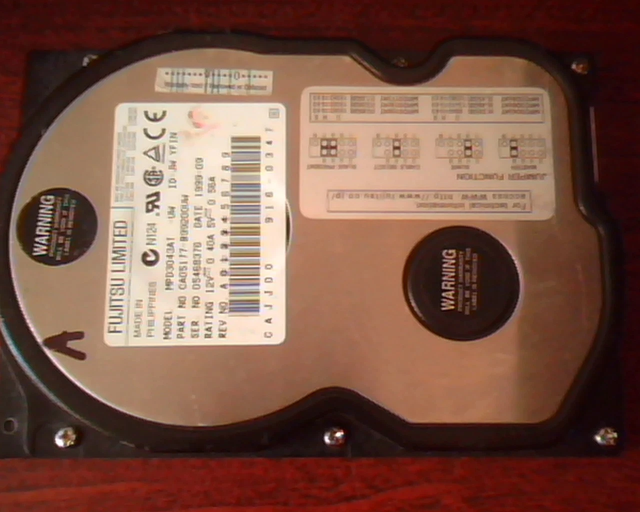 Hard Drive Disk IDE Fujitsu Limited MPD3043AT CA05177-B99200VW 916-0347 1999-09