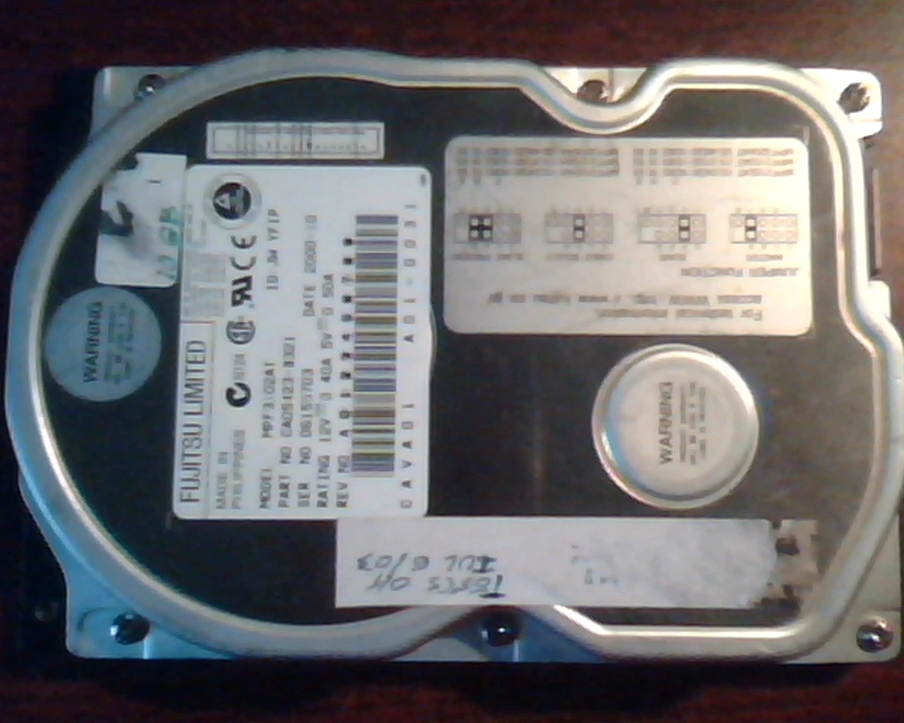 Hard Drive Disk IDE Fujitsu Limited MPF3102AT CA05423-B321 2000-10 A01-0031