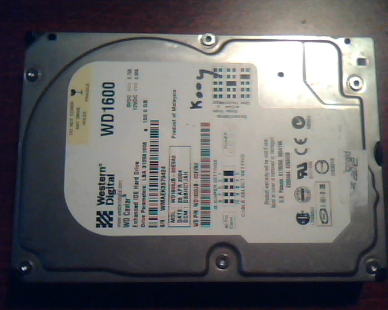 Hard Drive Disk IDE Western Digital Caviar WD1600JB-00EVA0 DSBHCTJAH WD1600 160