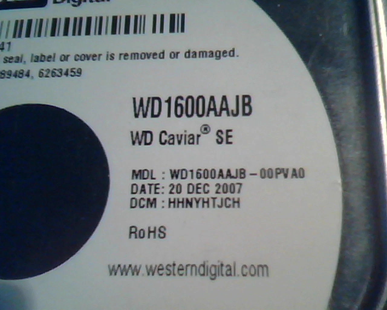 Hard Drive Disk IDE Western Digital Caviar SE WD1600AAJB-00PVA0 HHNYHTJCH 160GB - image 3