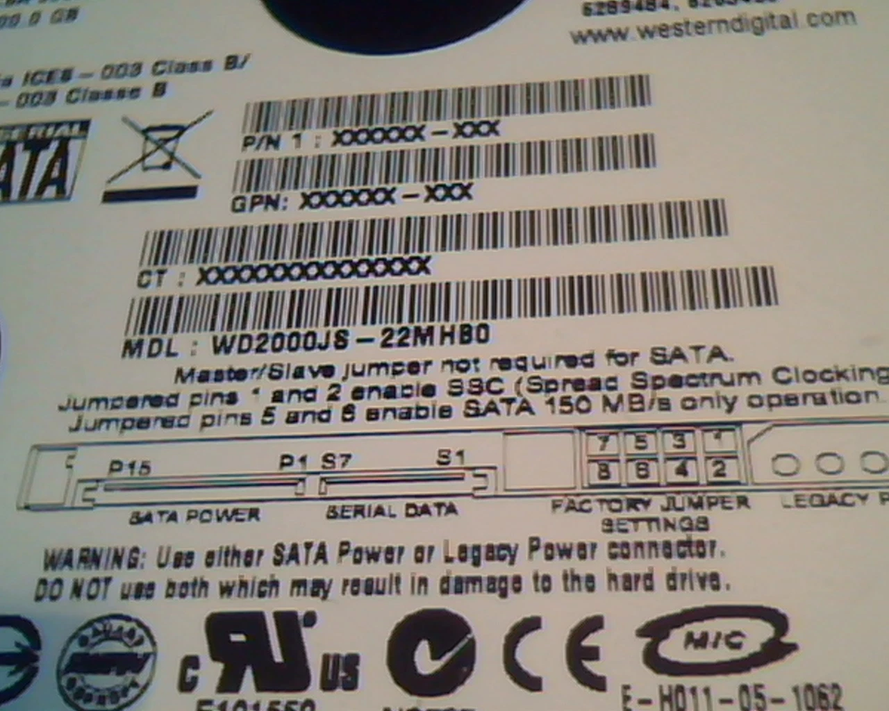 Hard Drive Disk SATA Western Digital WD2000JS Caviar SE WD2000JS-22MHB0 JUN 2006 - image 4