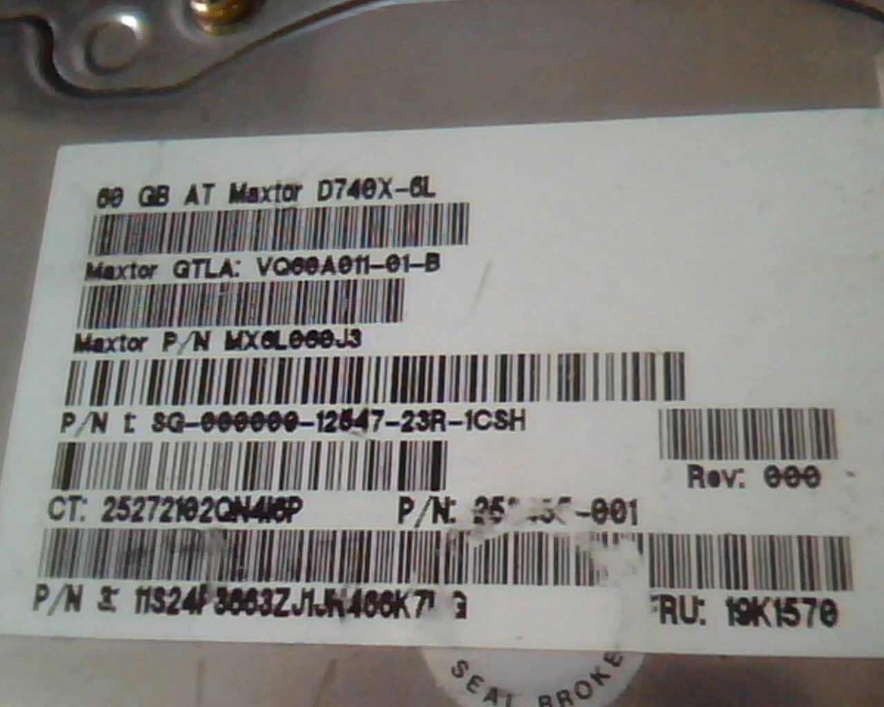 Hard Drive Disk IDE Maxtor D740X-6L 60GB VQ60A011-01-B MX6L060J3 19K1570 - image 3