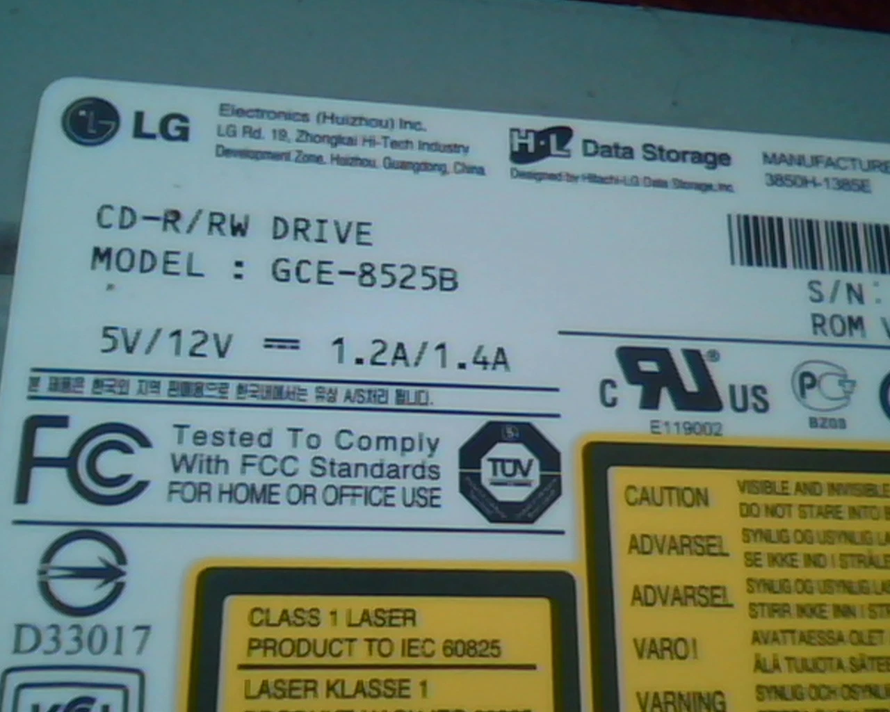 CD Drive IDE CD-R/RW GCE-8525B 1.02 December 2003 52x32x52x LG - image 3