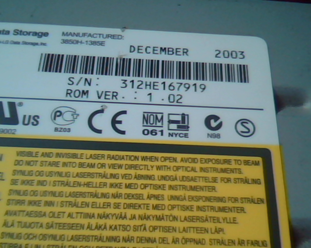 CD Drive IDE CD-R/RW GCE-8525B 1.02 December 2003 52x32x52x LG — image 4
