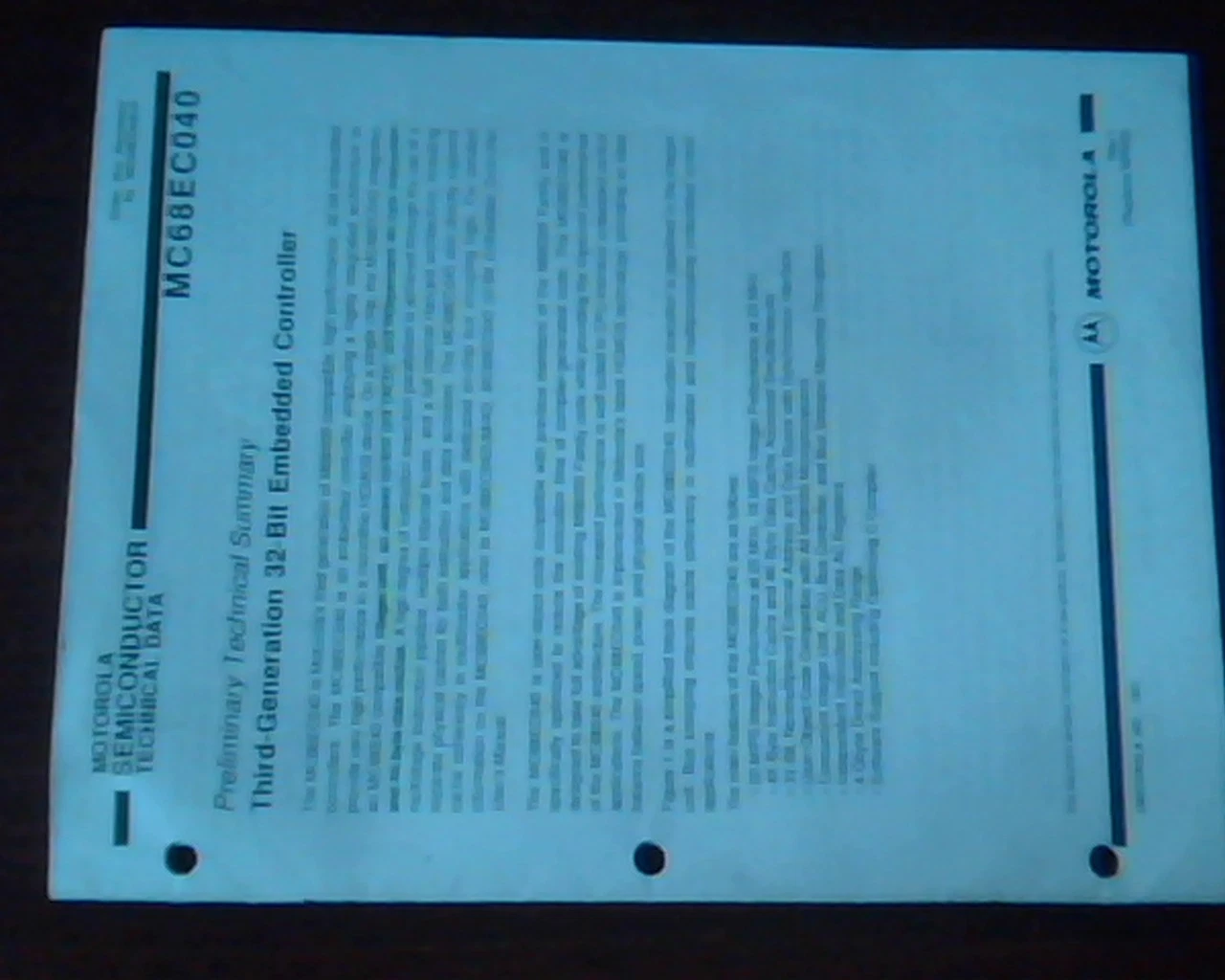 MANUAL - MC68EC040 Vintage CPU chip 1991 - 28 pages