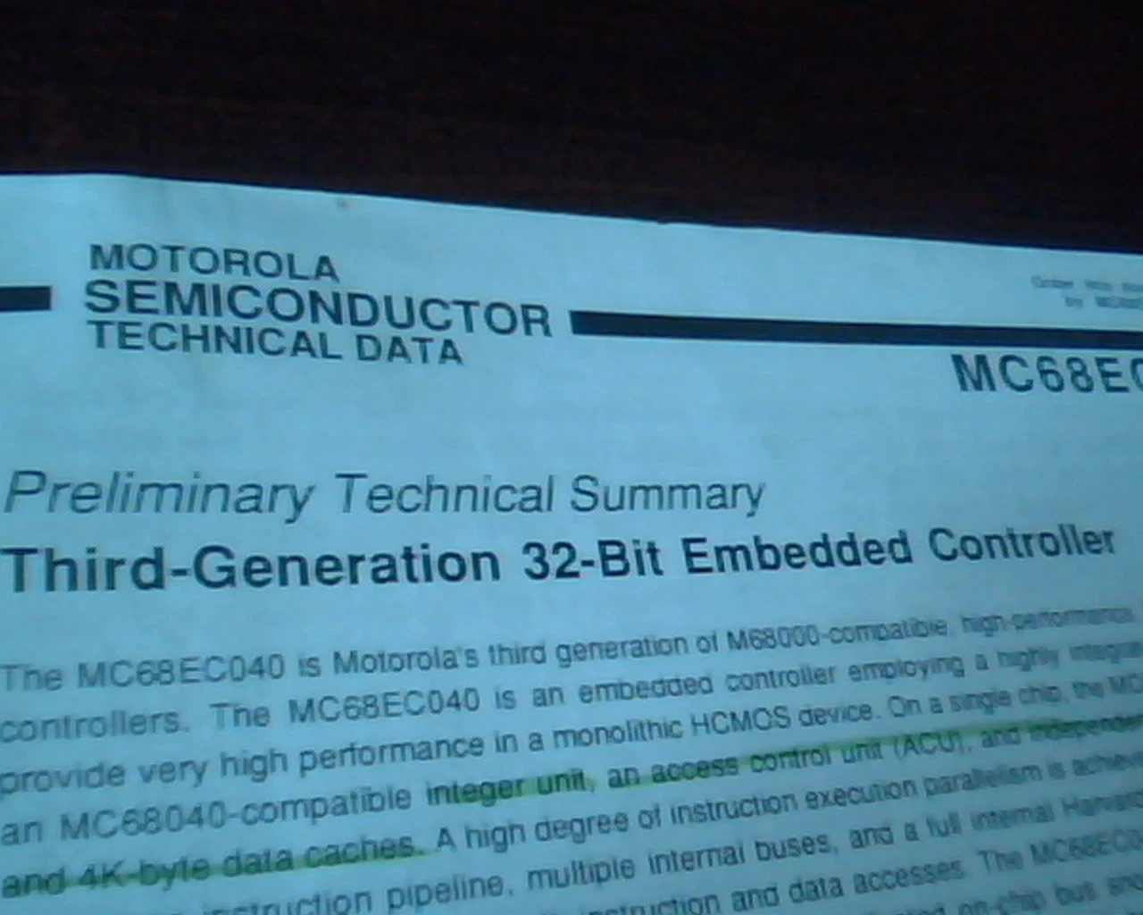 MANUAL - MC68EC040 Vintage CPU chip 1991 - 28 pages - image 2
