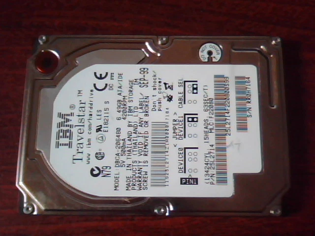 2.5 in IBM Hard Drive Travelstar DBCA-206480 25L2714 6.49GB IDE SEP-99