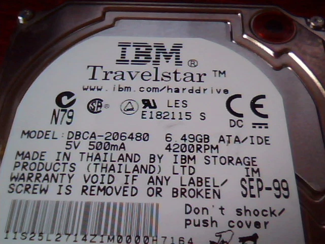 2.5 in IBM Hard Drive Travelstar DBCA-206480 25L2714 6.49GB IDE SEP-99 - image 2