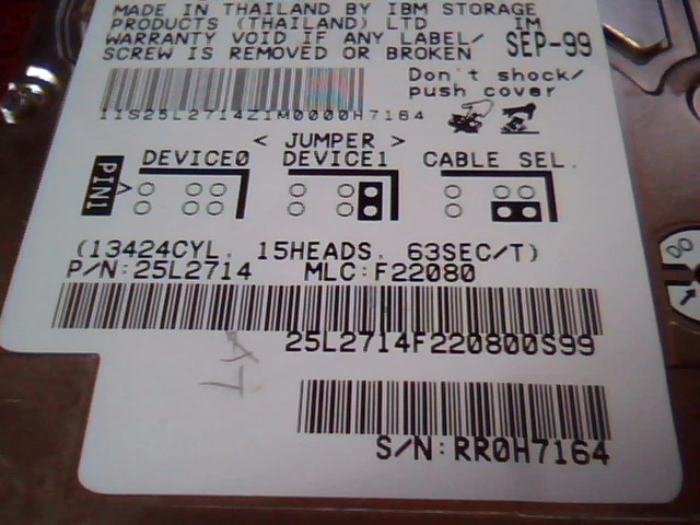 2.5 in IBM Hard Drive Travelstar DBCA-206480 25L2714 6.49GB IDE SEP-99 - image 3
