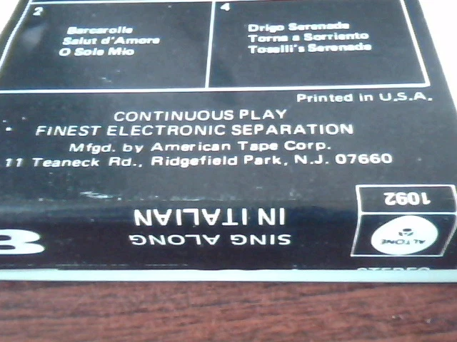 Sing Along In Italian 8 tape track Altone 1092 - image 4