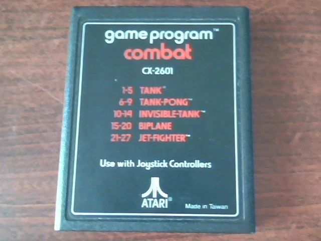 Atari - Combat - Game Program Cartridge CX-2601 Tank Pong Biplane etc.