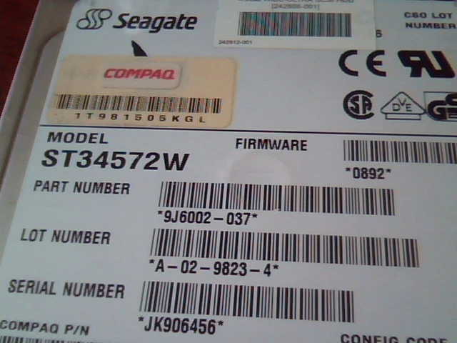 SCSI Hard Disk Drive Seagate ST34572W 9J6002-037 242606-001 A-02-9823-4 - image 2