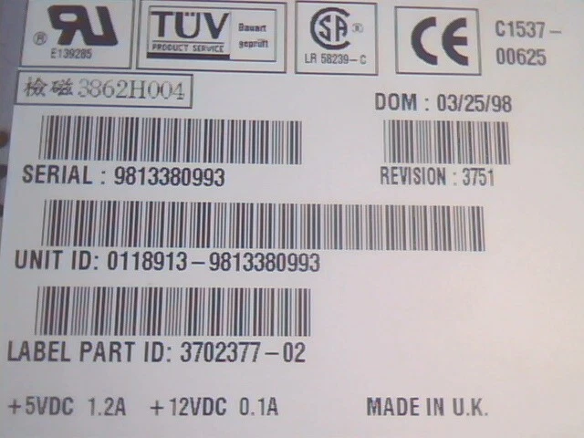 SCSI DAT Tape Drive HP C1537-00625 3751 3702377-02 5.25 SUN 370-2377 DDS-3 12/24 - image 3