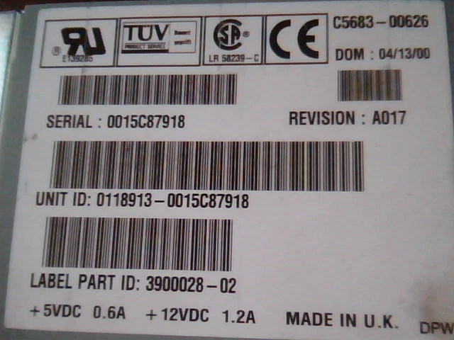 SCSI DAT Tape Drive SUN 390-0028-02 HP C5683-00626 DDS4 40GB SCSI LVD A017 - image 3