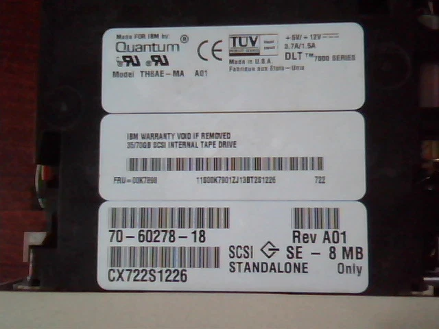 SCSI DLT Tape Drive TH6AE-MA IBM 70-60278-18 00K7898 - image 2