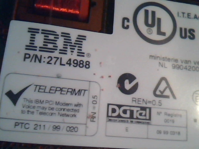 IBM FRU P/N 27L4988 Analog Modem 56K mini-PCI Cards - image 2