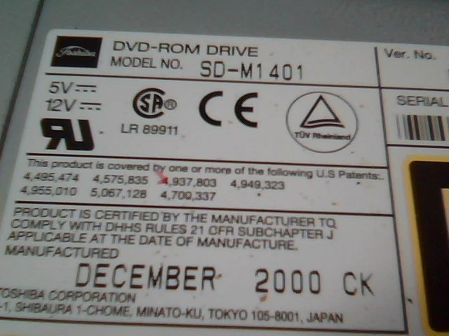 SCSI DVD CDROM Drive Toshiba SD-M1401 50-pin 592454-A0 Sun 390-0025 390025-01 - image 3