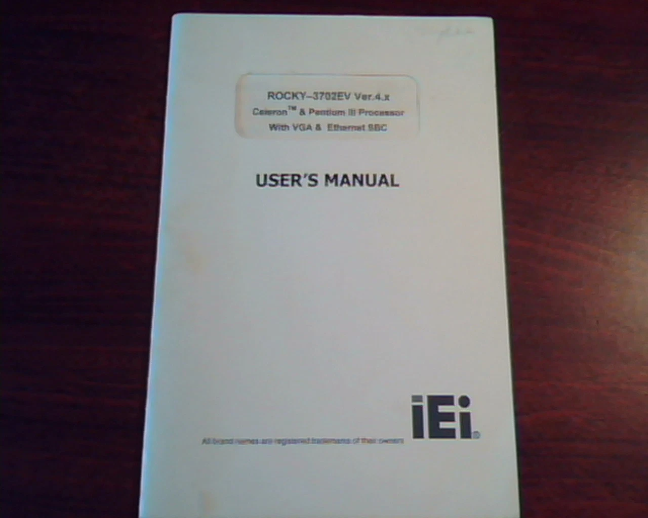 Rocky-3702EV Ver 4.x Celeron Pentium III P3 with VGA Ethernet SBC User's Manual