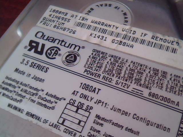 Hard Disk Drive IDE Quantum 1080AT FB10A011 Rev 03-F FB10A341 03-J 06H8726 - image 2