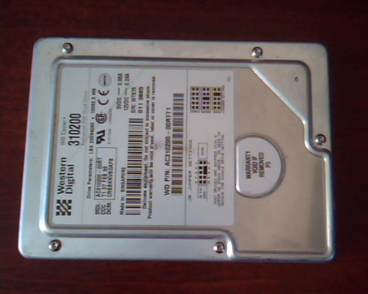 Hard Disk Drive IDE Western Digital WD Caviar 310200 AC310200-00RT CRBBKNVBOAFB