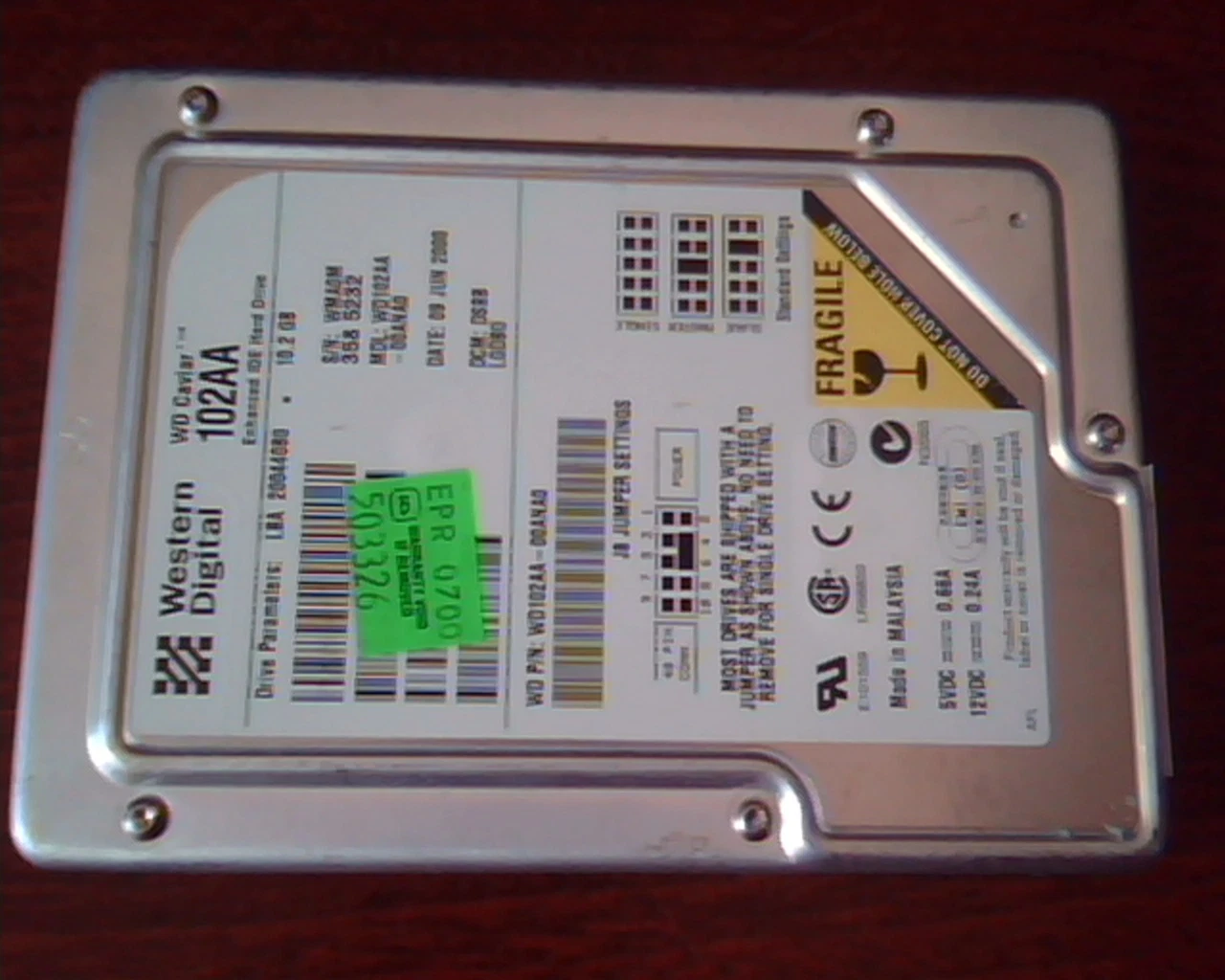 Hard Disk Drive IDE Western Digital WD Caviar 102AA WD102AA 10.2GB 20044080