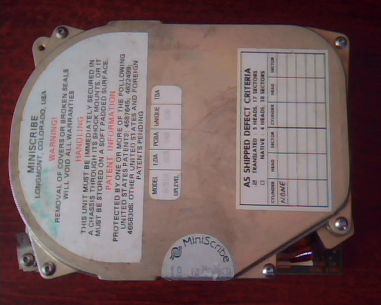 Hard Disk Drive IDE Miniscribe Model 8051A 02B 04B 10A
