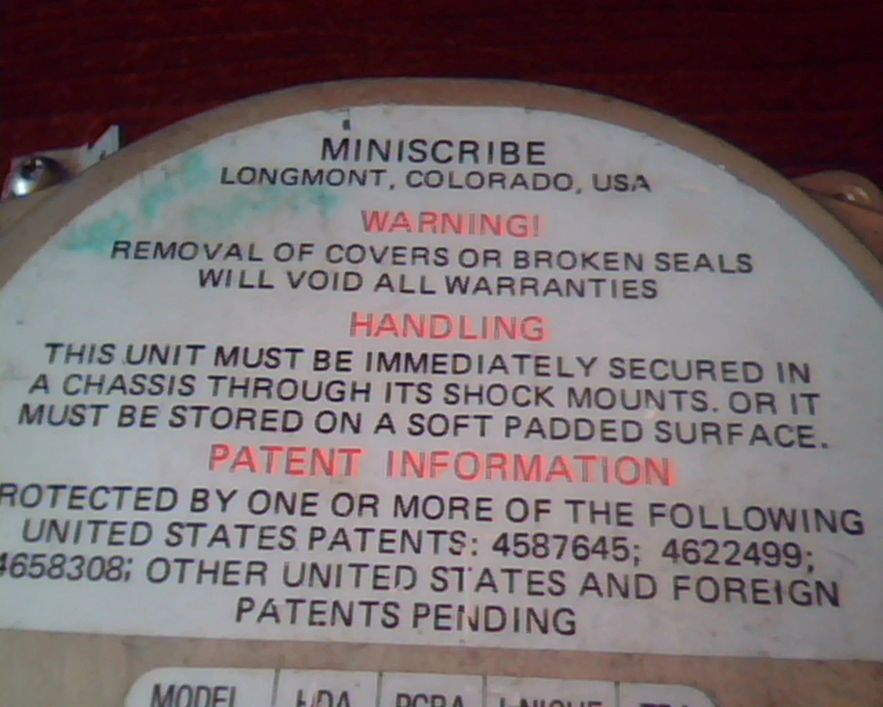 Hard Disk Drive IDE Miniscribe Model 8051A 02B 04B 10A - image 2