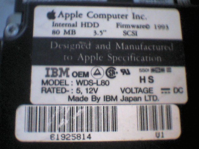 Hard Disk Drive SCSI IBM Apple WDS-L80 80MB 49G0812 95F7181 50-pin - image 4
