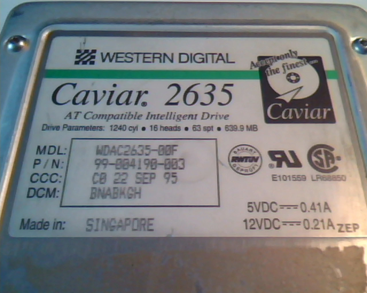 Hard Disk Drive IDE Western Digital Caviar 2635 WDAC2635-00F 99-004190-003 - image 2
