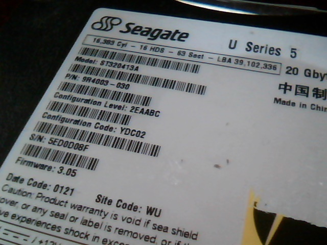 Hard Disk Drive IDE Seagate U series ST320413A 9R4003-030 2EAABC 3.05 20GB - image 2