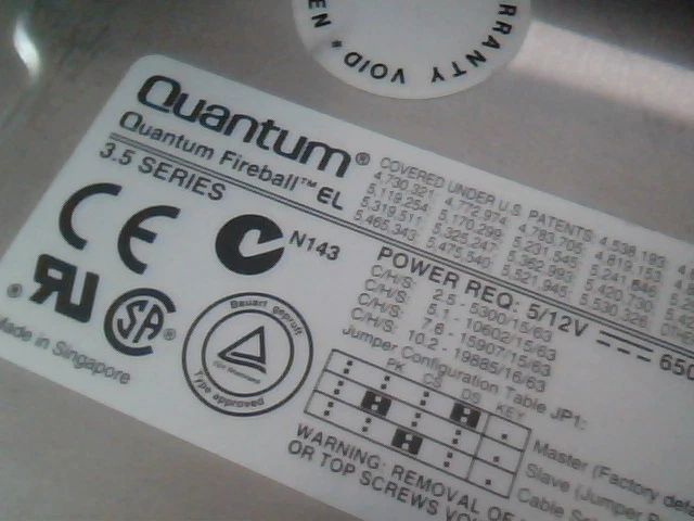 Hard Disk Drive Quantum Fireball EL EL51A012 HDD 5.1AT 01-B
