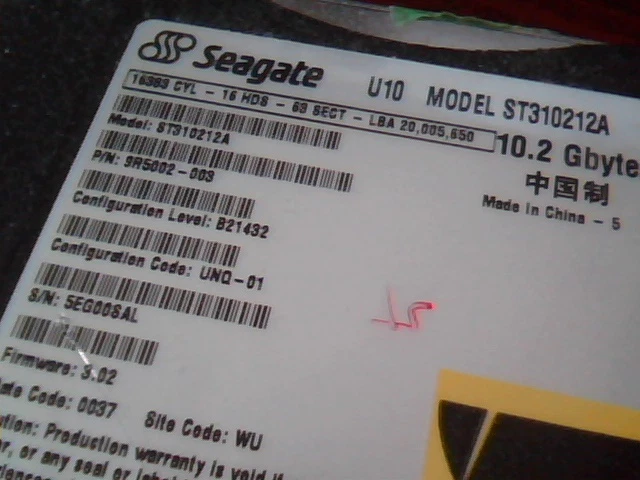 Hard Disk Drive Seagate U10 ST310212A HDD 9R5002-003 10.2GB UNQ-01
