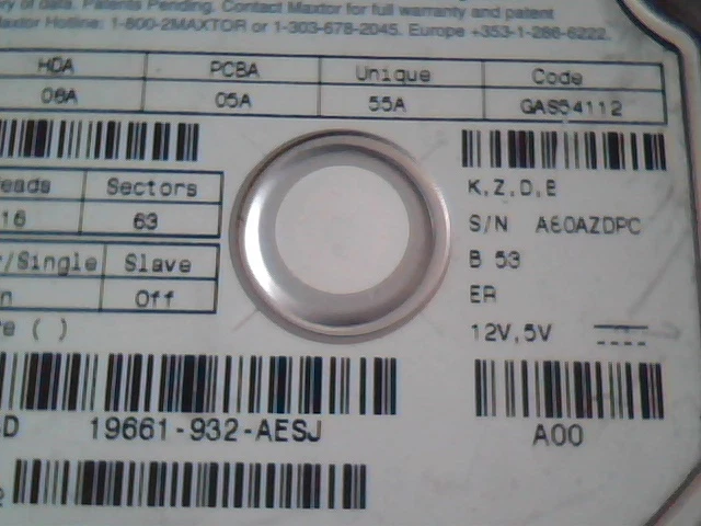 Hard Disk Drive Maxtor 91728D8 GAS54112 HDD 06A 05A 55A 0002244D - image 3