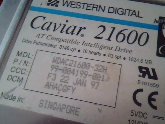 Hard Drive Western Digital Caviar 21600 99-004199-001 WDAC21600-32H BMACGFY - image 2