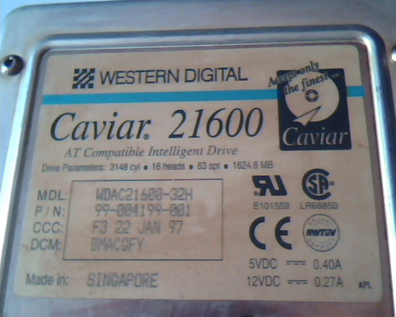 Hard Drive Western Digital Caviar 21600 99-004199-001 WDAC21600-32H BMACGFY - image 3