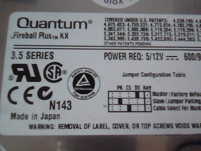 Hard Disk Drive Quantum Fireball Plus KX KX20A011 HDD