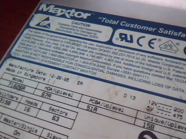 Hard Disk Drive Maxtor 71626A HDD 67A 51A G,D,D 15B - image 2