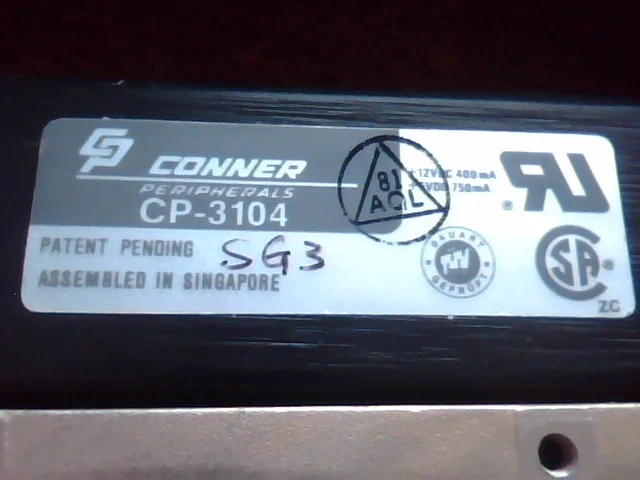 Hard Disk Drive IDE Conner CP-3104 C13Y6S SG3 9017 JXE1F