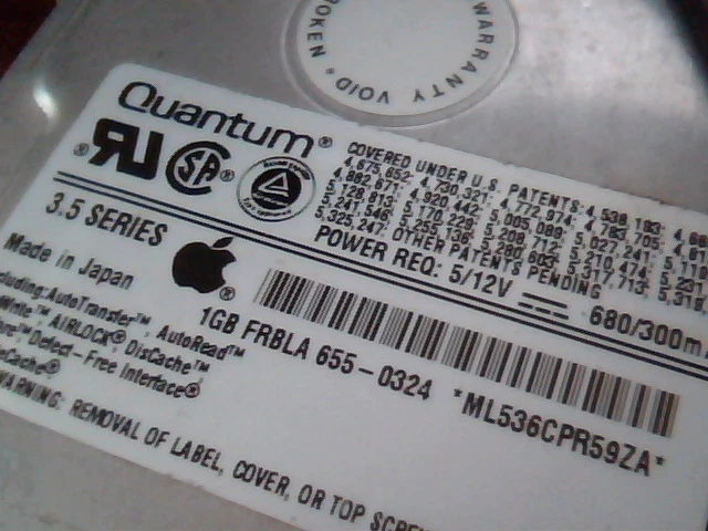 Hard Drive Quantum Apple FB10A02H FB10A011 Rev 03-G 1080AT 655-0324 FRBLA