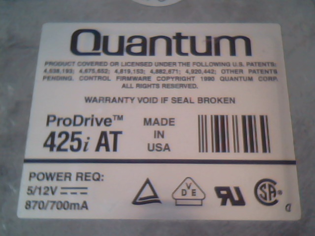 Hard Disk Drive IDE Quantum 425i AT PD425A Vintage MU42A012-002-03