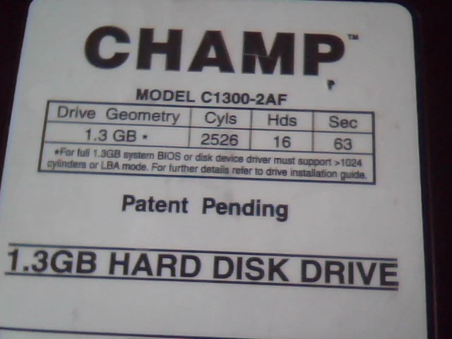 Hard Disk Drive CHAMP C1300-2AF H100391826 HDD M313712