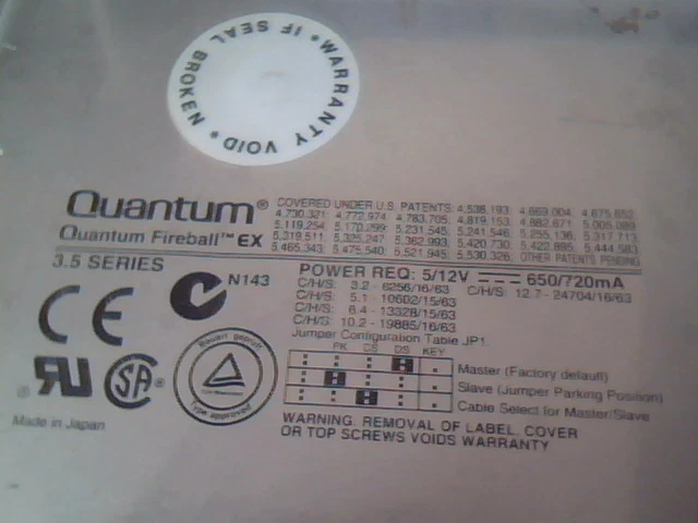 Hard Drive IDE Disk Quantum Fireball EX EX64A014 Rev 01-B HDD 6.4AT
