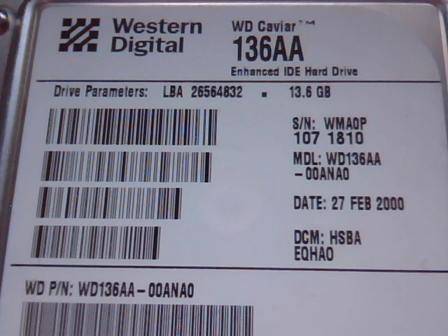Hard Drive Western Digital Caviar WD136AA-00ANA0 IDE WD136AA 26564832
