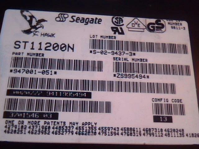 Hard Drive SCSI Disk Seagate Hawk ST11200N 947001-051 S-02-9437-3