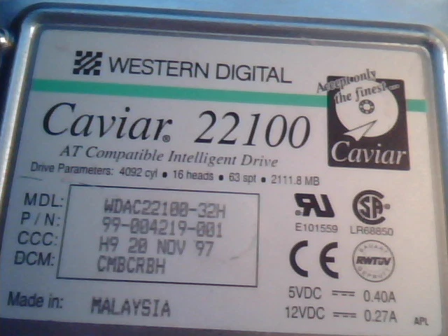 Hard Drive Western Digital Caviar 22100 99-004219-001 WDAC22100-32H - image 2