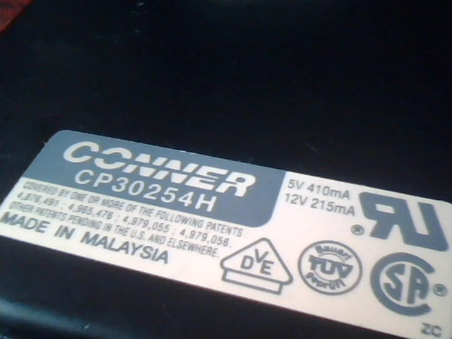 Hard Disk Drive Conner CP30254H CDB2LYB K44122 9352 ALY04 HDD