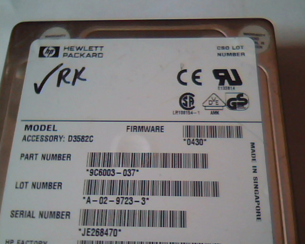 Hard Disk Drive SCSI Hewlett Packard HP 9C6003-037 D3582C A-02-9723-3 0430 HP - image 2