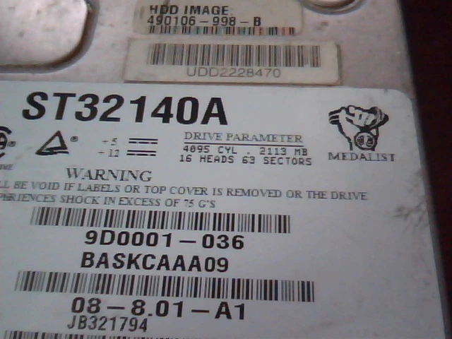 Hard Drive Seagate ST32140A 08-8.01-A1 Medalist HDD 9D0001-036 - image 2
