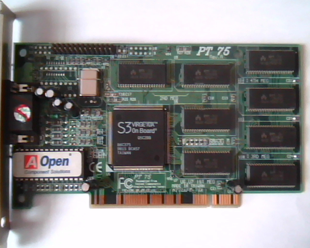 PCI Video card S3 ViRGE/DX On Board AOpen PT75 PT 75 Rev A 91.AC819.114 VGA