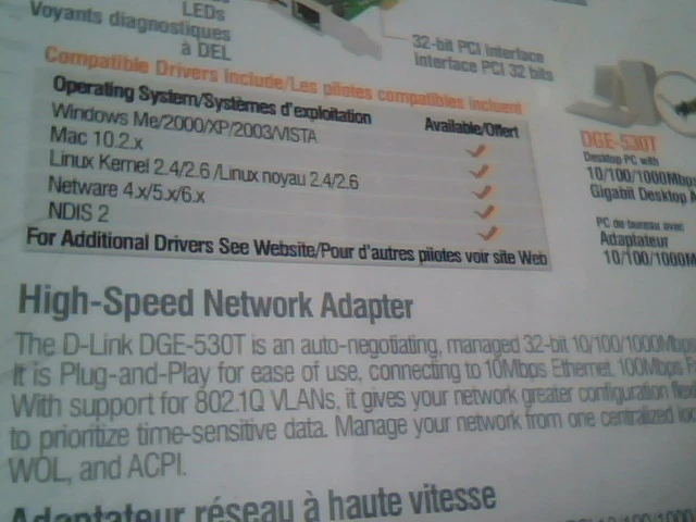 D-Link 10/100/1000Mbps Gigabit Desktop PCI adapter DGE-530T Ver B2 - Brand NEW - image 4